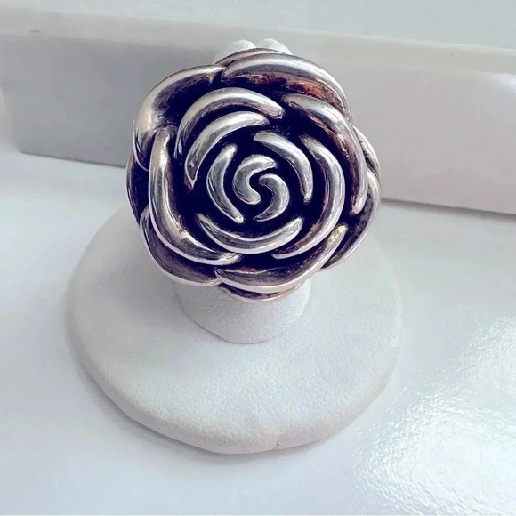 Sterling Silver Large Statement Rose Ring - Picture 1 of 6